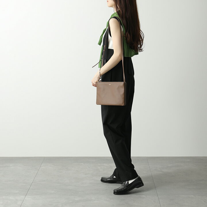 CELINE◇TRIO LARGE/トリオラージ/ショルダーバッグ/レザー/BLK  