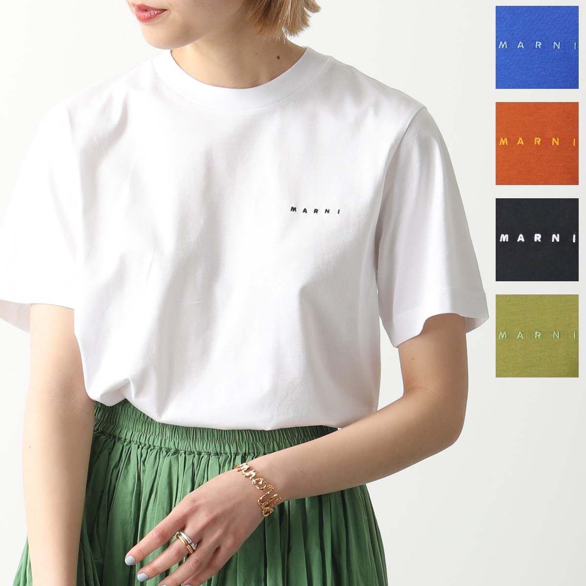 MARNI マルニ Tシャツ HUMU0170X1 UTCZ57 レディース コットン ちびロゴT 刺繍 クルーネック 半袖 カラー5色 |  インポートセレクト musee