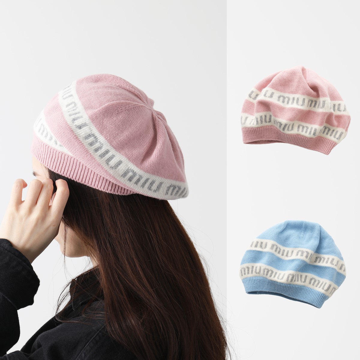 MIUMIU ミュウミュウ ニット帽 5HC260 2DZU レディース カシミア混ウール ビーニー ニットキャップ ロゴ 帽子 カラー2色 |  インポートセレクト musee