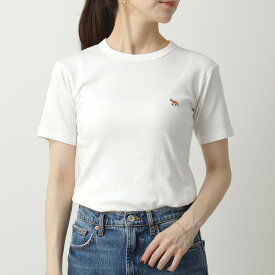 MAISON KITSUNE メゾンキツネ FW00140KJ0012 PROFILE FOX PATCH 半袖 Tシャツ カットソー クルーネック 丸首 WHITE レディース