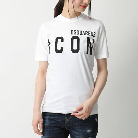 DSQUARED2 ディースクエアード S80GC0001 S23009 100 クルーネック 半袖 Tシャツ カットソー ICON アイコン×ロゴプリント レディース