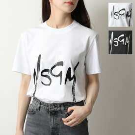MSGM エムエスジーエム 2841 MDM74 カラー2色 半袖 Tシャツ カットソー クルーネック ペイントロゴ 丸首 レディース