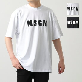 MSGM エムエスジーエム Tシャツ 3240MM94 メンズ 半袖 カットソー クルーネック オーバーサイズ ロゴプリント ロゴT カラー2色