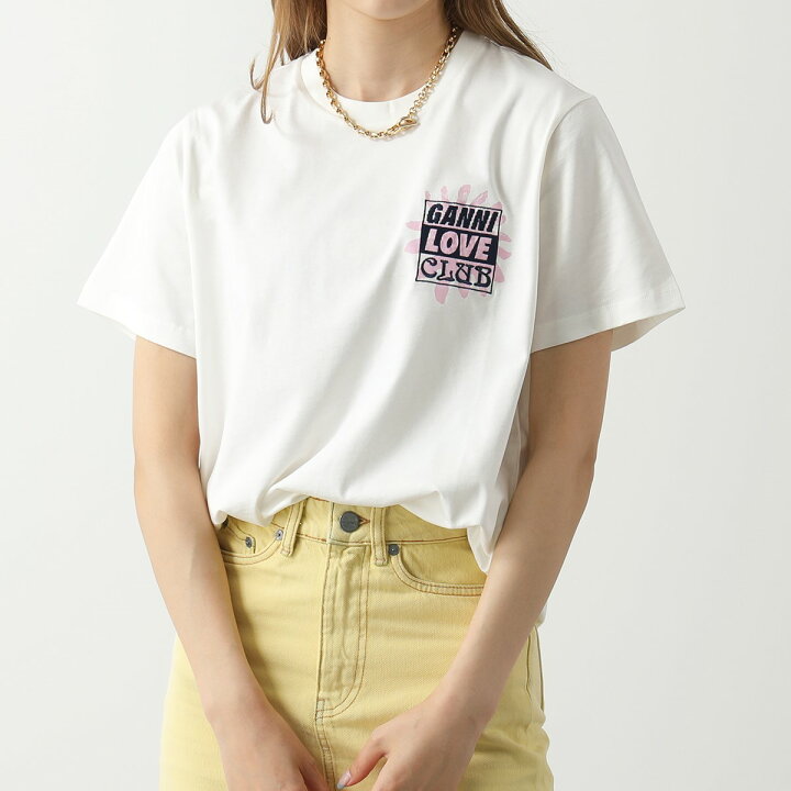 楽天市場】GANNI ガニー 半袖Tシャツ T3142 3575 レディース ロゴ刺繍 