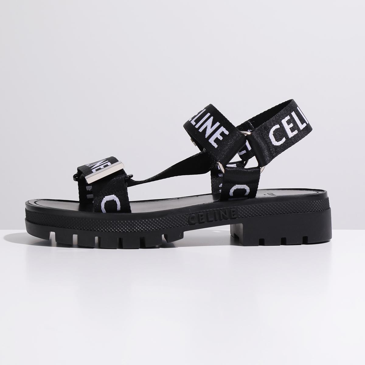 CELINE セリーヌ ストラッピーサンダル レオ 345672208C.38AW レディース ジャガードロゴ ストラップ シューズ 靴  BLACK-WHITE | インポートセレクト musee