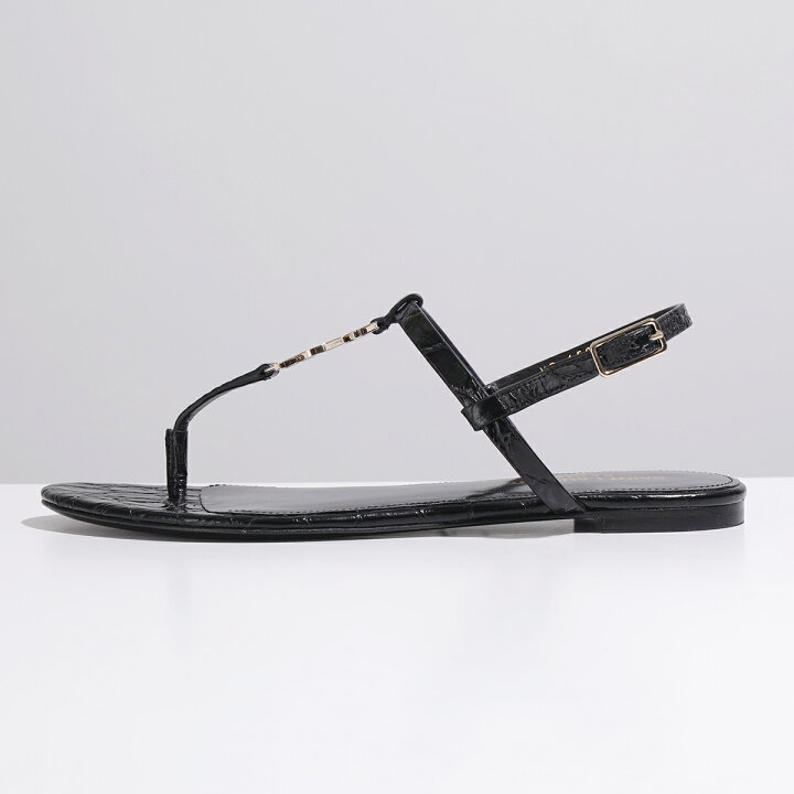 SAINT LAURENT サンローラン サンダル 659817 2ZEJJ レディース クロコ型押し レザー Tストラップ フラット YSL カサンドラロゴ シューズ 靴 1000/NERO【cp_fifte】 | インポートセレクト musee