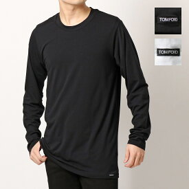 TOM FORD トムフォード アンダーウェア カットソー T4M14 141 メンズ クルーネック 長袖Tシャツ ロンT ロゴタグ コットン混 カラー2色