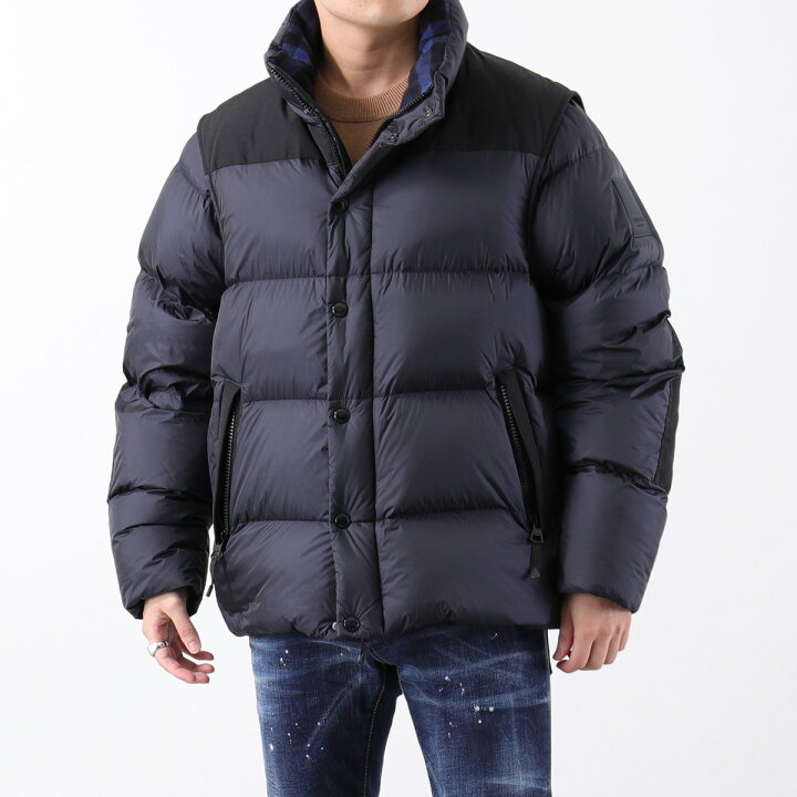 楽天市場 Burberry バーバリー ダウンジャケット Leeds 1154 メンズ ダウンベスト 2way フード付き ラバーロゴパッチ ジレ ナイロン A1222 Navy Cp Fivee インポートセレクト Musee