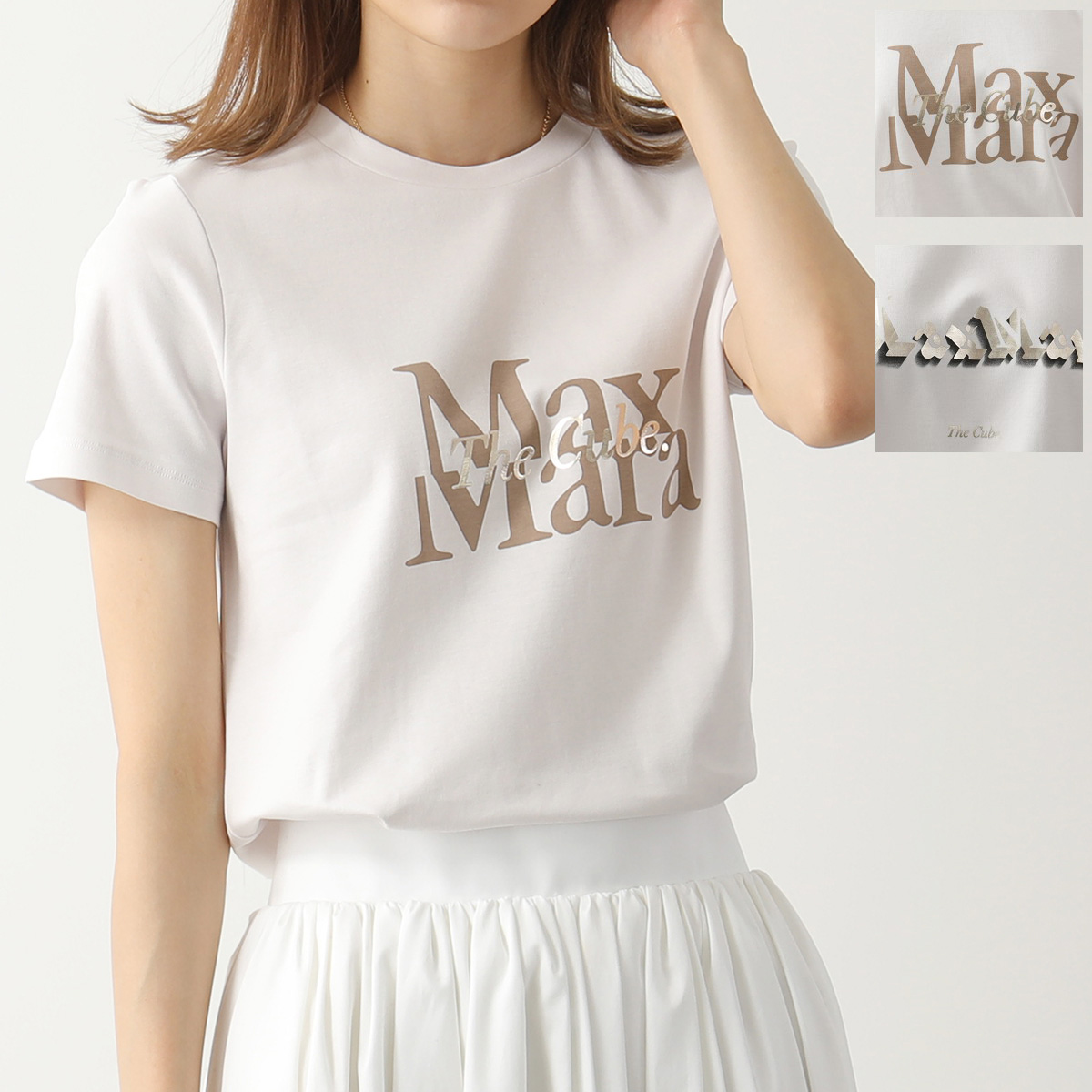 S MAX MARA エス マックスマーラ 半袖 Tシャツ ONDA The Cube レディース カットソー コットン ロゴT クルーネック  カラー2色 | インポートセレクト musee