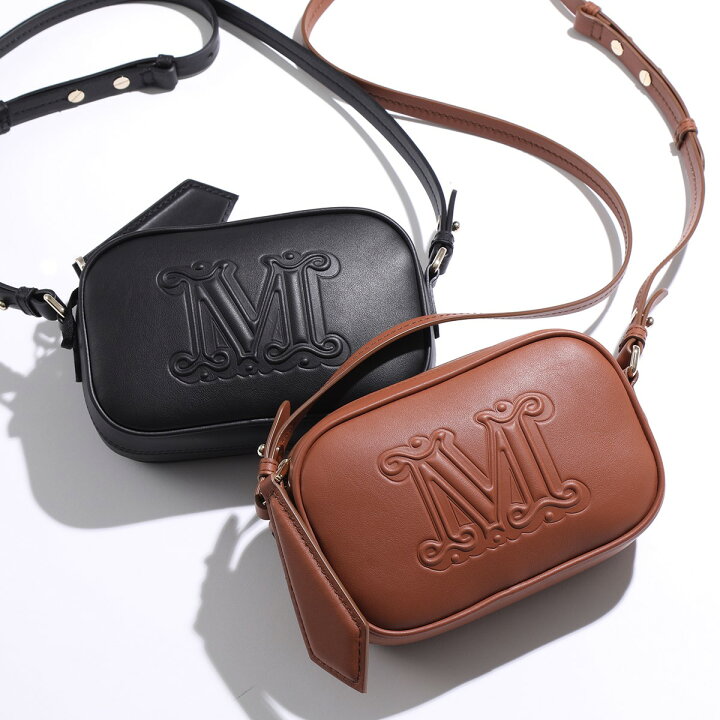 美品 マックスマーラ 現行ロゴ MAXMARAメタルロゴチャーム 2way レザー 