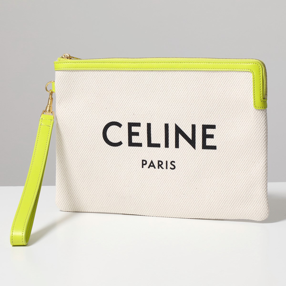 CELINE セリーヌ クラッチバッグ Small Pouch with strap 10E632ECW.11AN レディース ロゴ ポーチ  リストレット付き 鞄 Anis | インポートセレクト musee