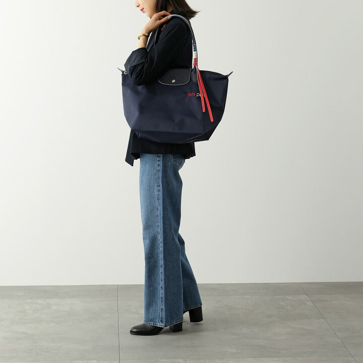 Longchamp ロンシャン トートバッグ LE PLIAGE TRES PARIS ル プリアージュ トレ パリ L1899 HBG レディース 刺繍 パッカブル仕様 鞄 006/Marine インポートセレクト musee LONGCHAMPキャンバスハンドバッグ ボタニカル刺繍