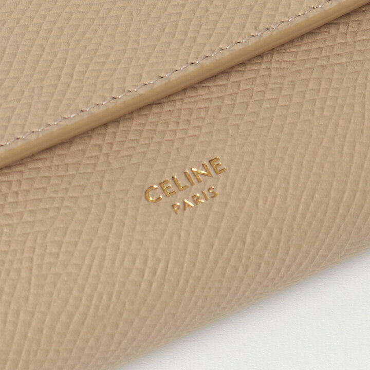 CELINE Small Trifold Compact Wallet Leather Beige 10B573BEL Purse 90173016