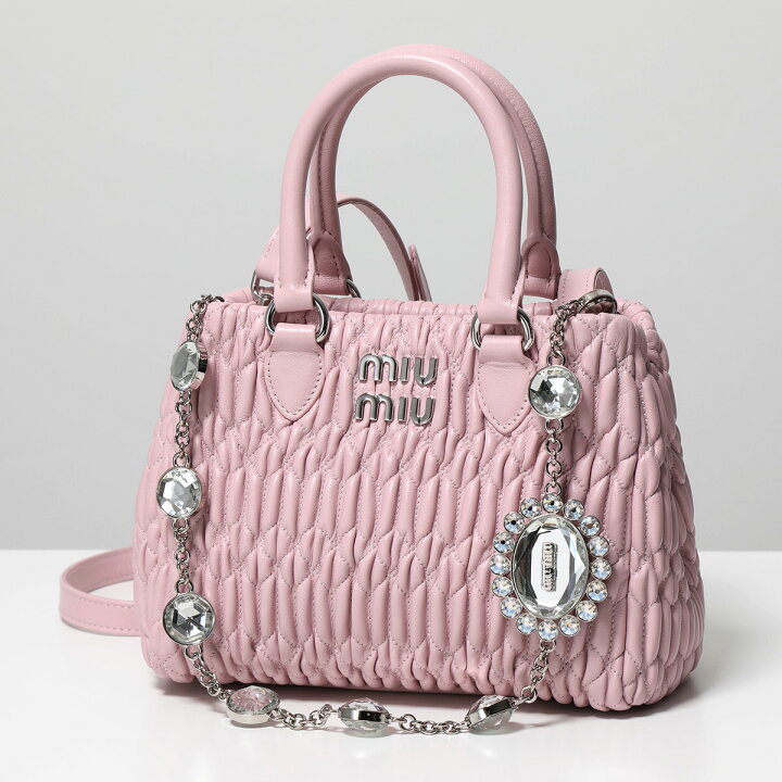 ミュウミュウ バッグ ピンクハンドバッグクリスタルレディース 