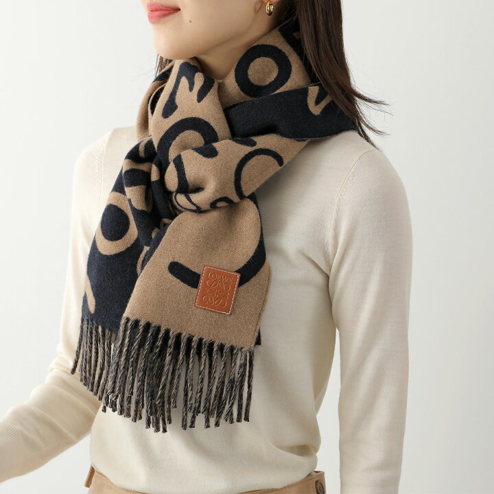 LOEWE(ロエベ) ブラウン モノグラム ロゴ マフラー（LOEWE(ロエベ 