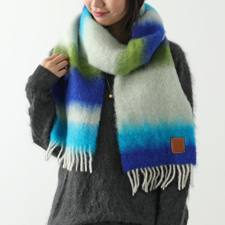 未使用品☆LOEWE ロエベ ストライプ スカーフ モヘア ウール混  