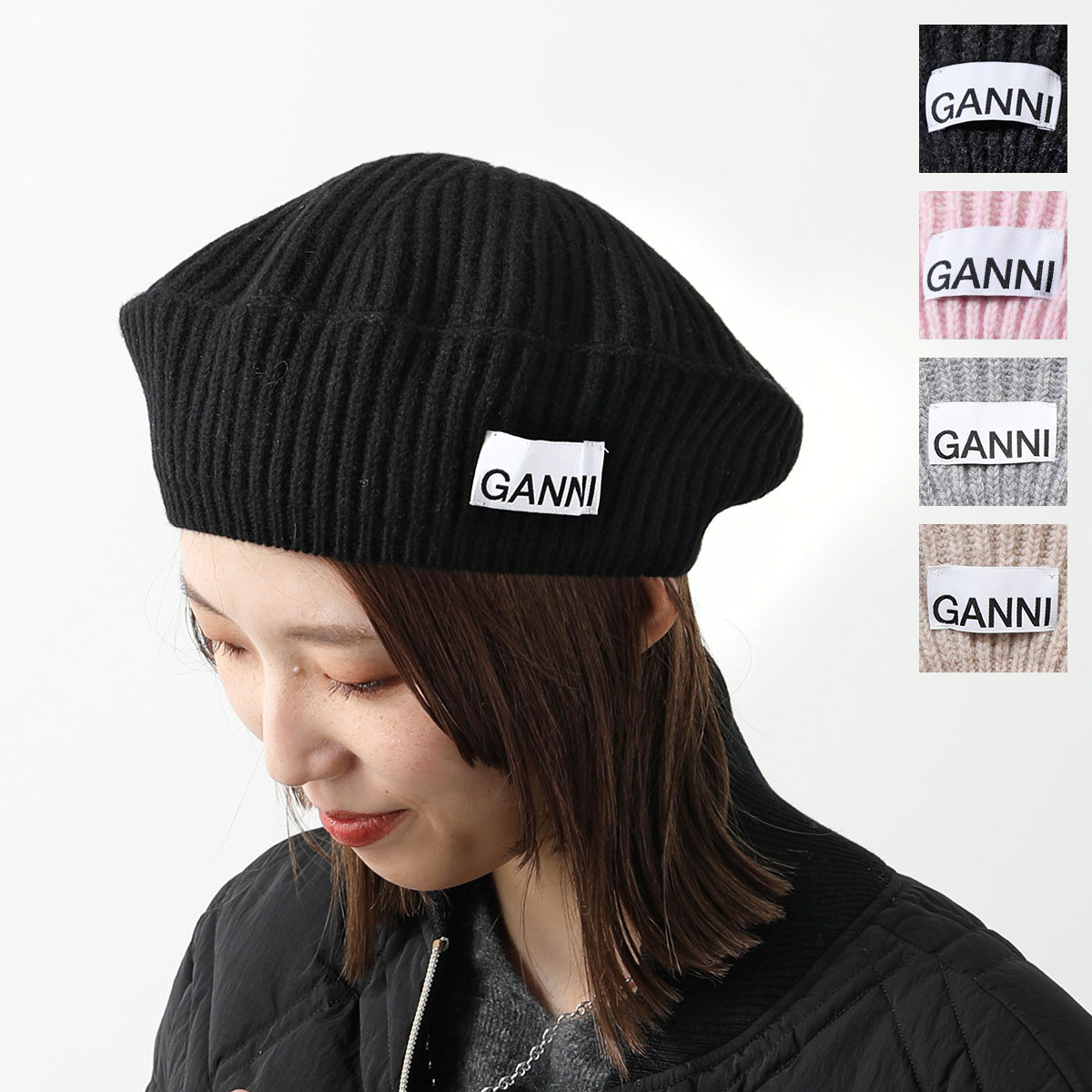GANNI ガニー ベレー帽 A4430 5789 レディース ニット リブ ロゴ ウールブレンド ニットキャップ 帽子 カラー3色 |  インポートセレクト musee