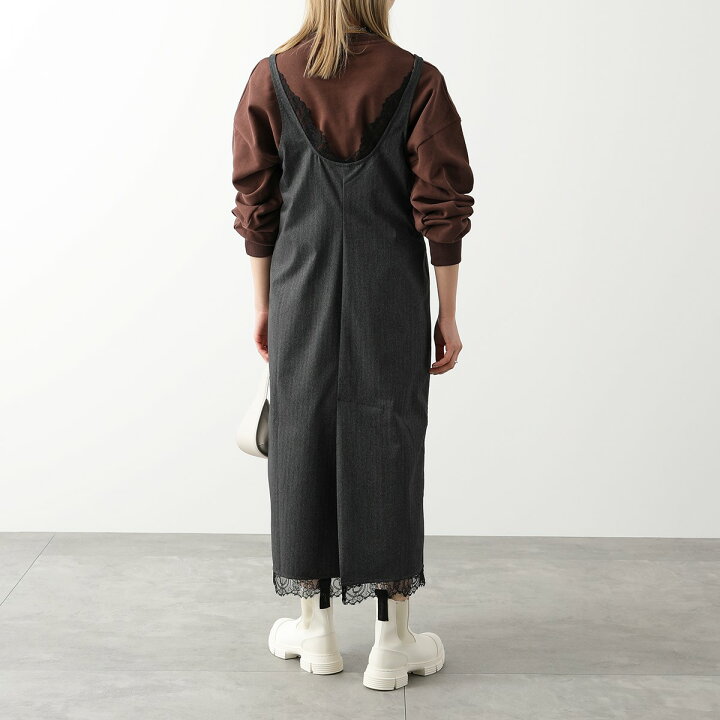 楽天市場】GANNI ガニー ワンピース Drapey Suiting U-neck Midi Dress 