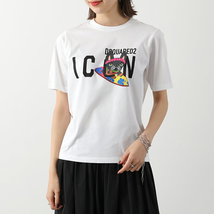 白SサイズDSQUARED2 カラフルロゴTシャツレディース 