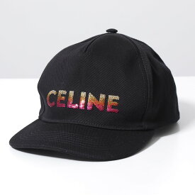 CELINE セリーヌ ベースボールキャップ 2AUW9641M.38NO メンズ エンブロイダリー グラデーションシークイン ロゴ コットン 帽子 ブラック