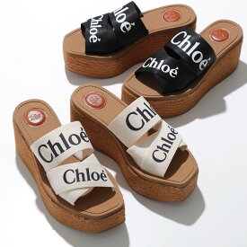 Chloe クロエ サンダル WOODY ウッディ CHC21U44908 CHC22U449Z3 レディース ウェッジミュール 厚底 ロゴバンド プラットフォーム エスパドリーユ ジュート 靴 カラー3色