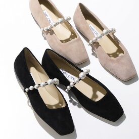 Jimmy Choo ジミーチュウ パンプス ADE FLAT SZR レディース スウェードレザー フラットシューズ パール装飾 スクエアトゥ 靴 カラー2色【po_fifth】