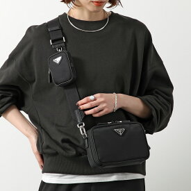 PRADA プラダ ショルダーバッグ ブリック 2VH070 2DMH レディース クロスボディバッグ Re-Nylon サフィアーノレザー ロゴ 鞄 F0002/NERO