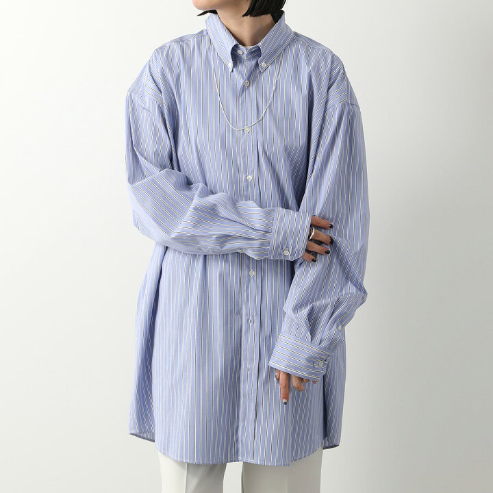 MM6 ロゴ オーバーサイズ ストライプ シャツ ワンピース ブラウス（MM6  