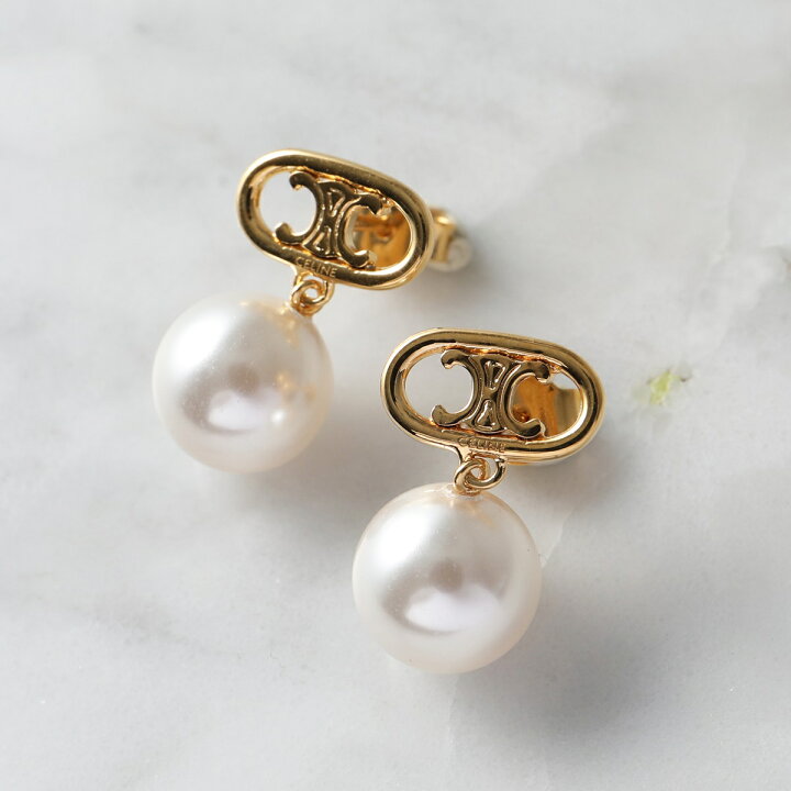 楽天市場】CELINE セリーヌ ピアス PERLS EARRINGS 46W796BPE.01GI  
