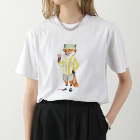 MAISON KITSUNE メゾンキツネ Tシャツ KM00145KJ0008 レディース カットソー 半袖 クルーネック フォックス ロゴT 刺繍 コットン P100/White