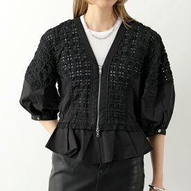 3.1 Phillip Lim スリーワンフィリップリム ブルゾン S232 20012SCX レディース タフタ チェック パフスリーブ ジップアップ ブラウス BLACK