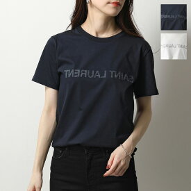 SAINT LAURENT サンローラン Tシャツ 665234 Y36HE Y37AW レディース リバースロゴ クルーネック 半袖 ロゴT カットソー カラー2色