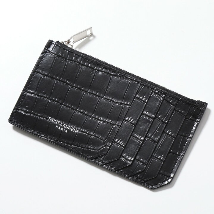 サンローランフラグメントケースクロコ型押しカードケースコインケース 