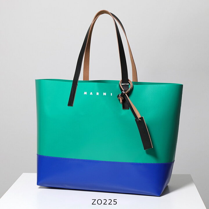 MARNI マル二 バイカラー PVC トートバッグ グリーン ブルー 保存袋付 