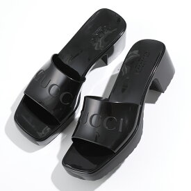 GUCCI グッチ サンダル 624730 J8700 レディース ラバー スライド チャンキーヒール スクエアトゥ エンボスロゴ シューズ 靴 1000