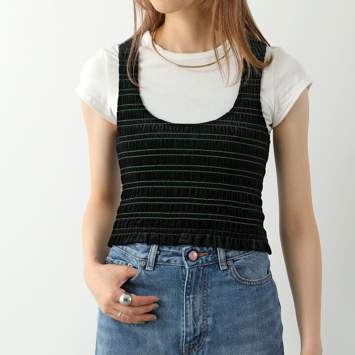楽天市場】GANNI ガニー タンクトップ Velvet Jersey Smock Top T3345 