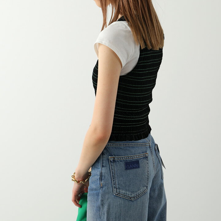 楽天市場】GANNI ガニー タンクトップ Velvet Jersey Smock Top T3345 
