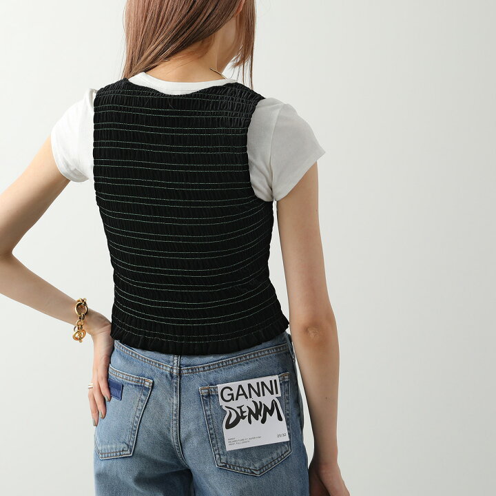 楽天市場】GANNI ガニー タンクトップ Velvet Jersey Smock Top T3345 