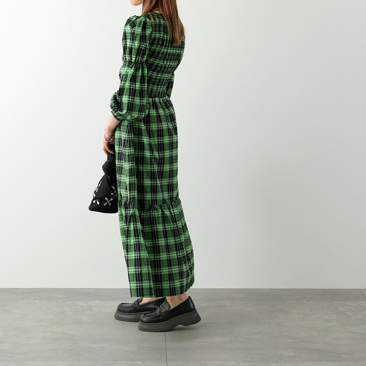 楽天市場】GANNI ガニー ワンピース Seersucker Check U-neck Maxi  