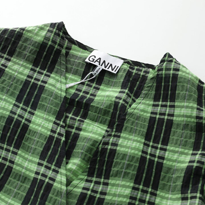 楽天市場】GANNI ガニー ブラウス Seersucker Check Wrap Blouse F7539 