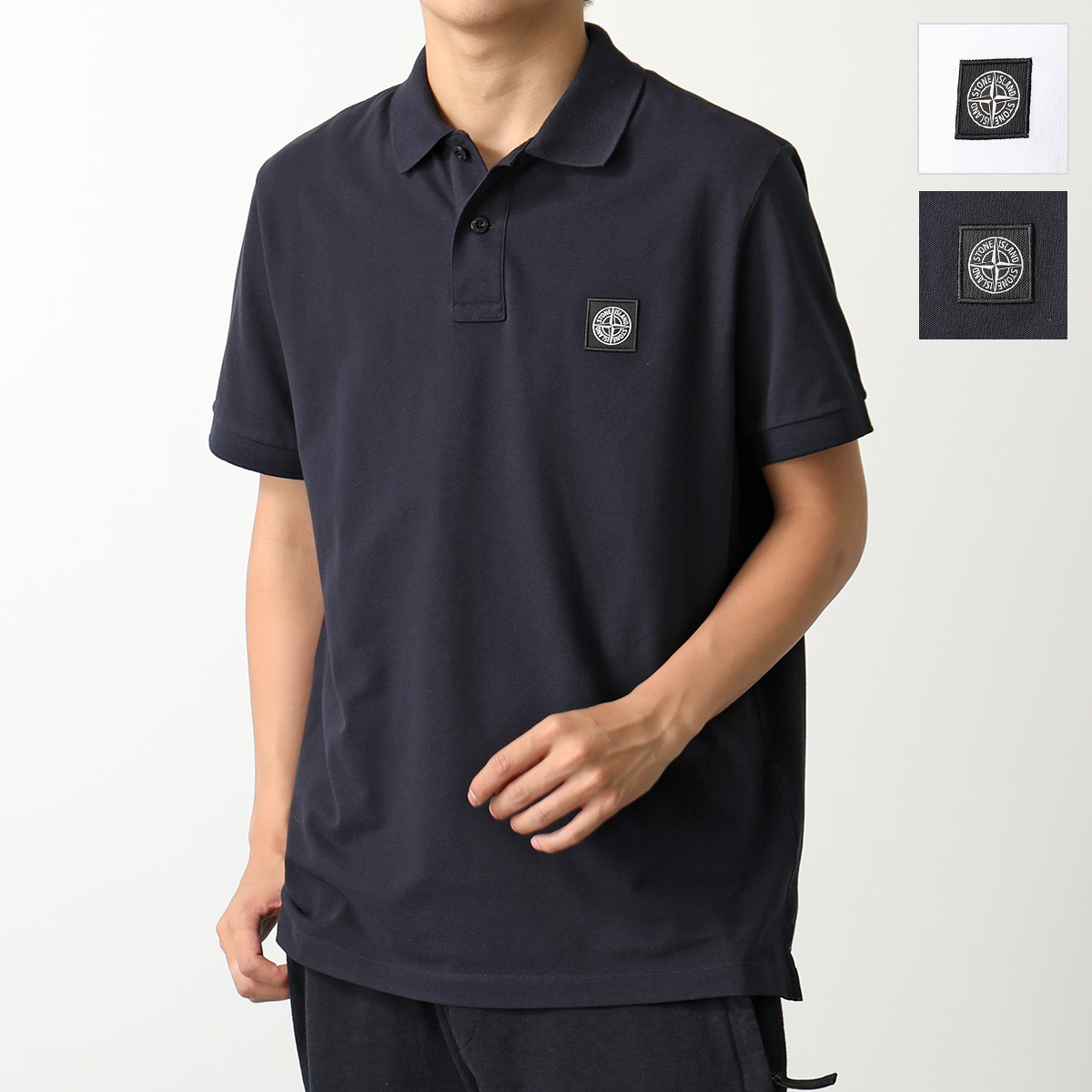 新品】STONE ISLAND ワンポイントロゴ ポロシャツ ブラック-