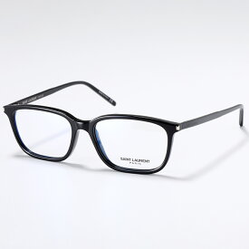 SAINT LAURENT サンローラン メガネ SL 308 メンズ スクエア型 めがね 伊達メガネ ダテ 眼鏡 ロゴ アイウェア 黒縁メガネ 001/BLACK-BLACK-TRANSPARENT