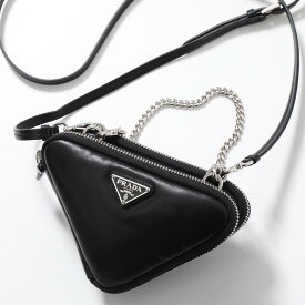 PRADA プラダ ショルダーバッグ MINI CONTENITORI 1NR015 2DYI レディース ソフト パデッドナッパレザー トライアングル メタルロゴ ハンドバッグ ミニバッグ 鞄 F0002/NERO