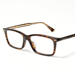 GUCCI グッチ メガネ GG0191OA メンズ スクエア型 アジアンフィット めがね 伊達メガネ ダテ 眼鏡 ロゴ セルフレーム アイウェア 006/Havana-Havana-Transparent