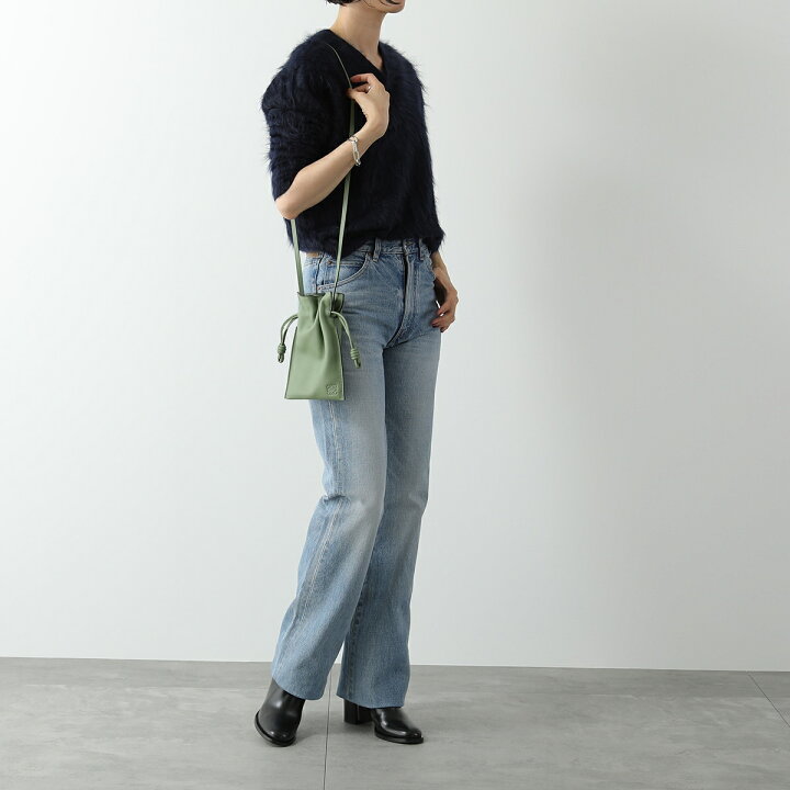 ロエベ LOEWE フラメンコポケット ショルダーバッグ レザー グリーン  