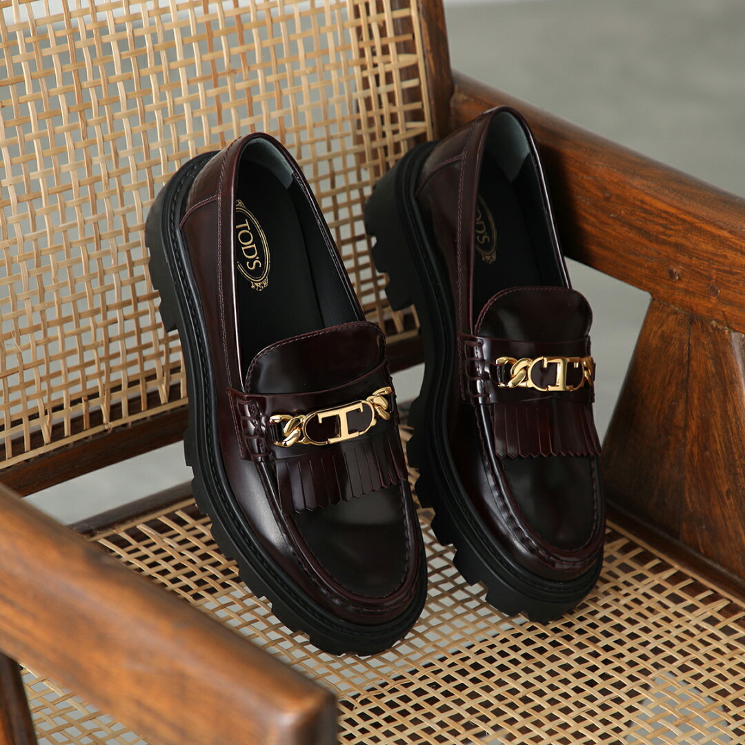 【最大2万円OFFクーポン対象・6/20~6/21限定】TODS トッズ ローファー XXW08J0GF80SHA レディース Tチェーン メタル フリンジ レザーシューズ チャンキーソール ラバーソール 靴 カラー2色 XXW08J0GF80SHAB999【dc_kikaku】 - メイン画像 1