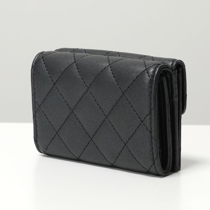 楽天市場】CHANEL シャネル 三つ折り財布 SO BLACK ソーブラック 