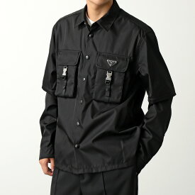 PRADA プラダ シャツジャケット SC548 1WQ8 メンズ Re-Nylon リナイロン 長袖 半袖 2way トライアングルロゴ 胸ポケット F0002/NERO