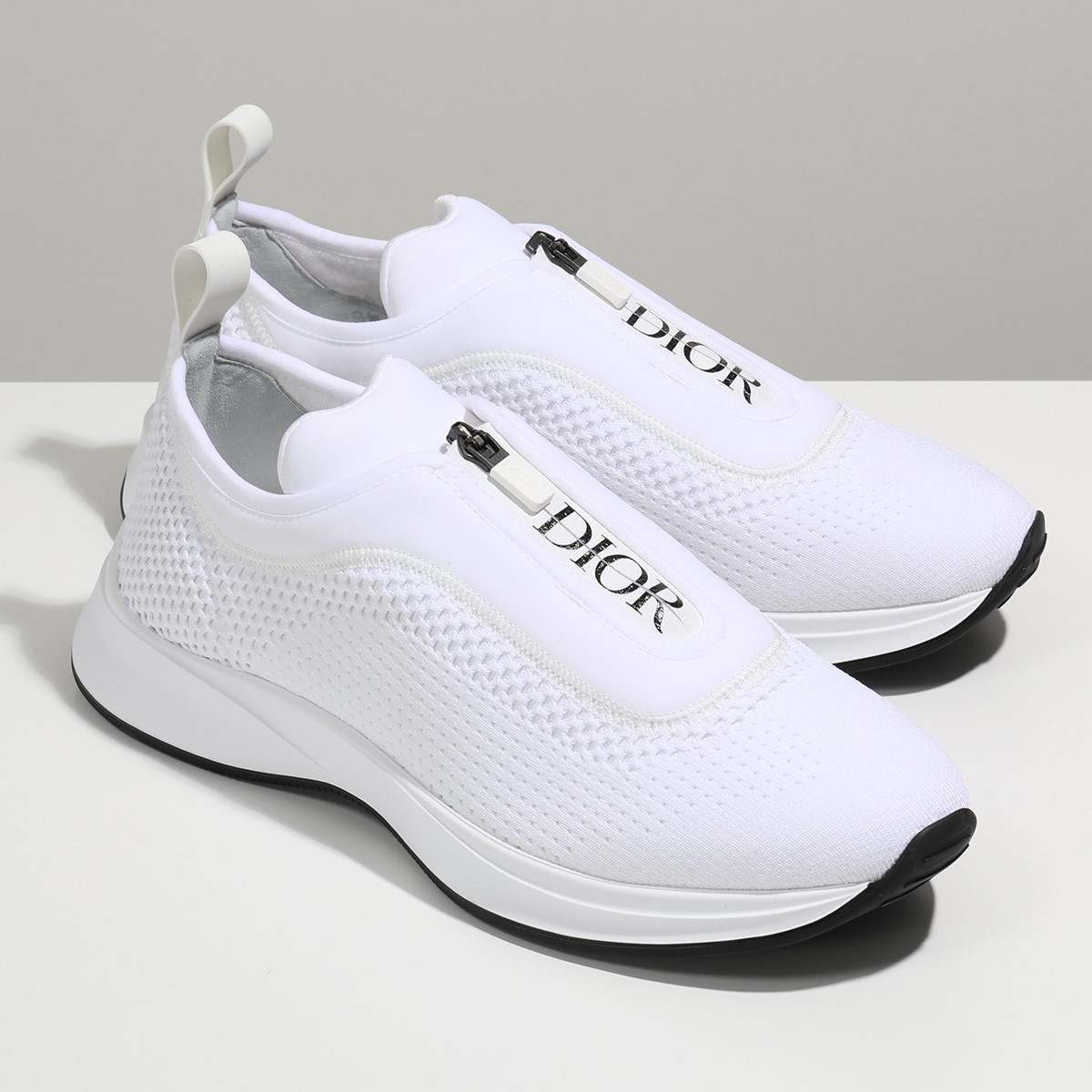 Dior ディオール 3SN258YTQ B25 メッシュニット＆ネオプレン ロートップ スニーカー ロゴ ジッパー シューズ 000/White 靴  メンズ | インポートセレクト musee