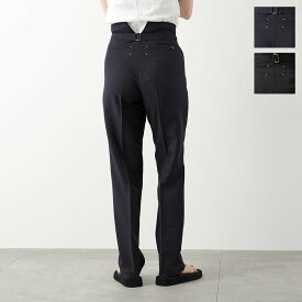 MAISON MARGIELA メゾンマルジェラ トラウザーズパンツ SI0KA0005 S60307 レディース ヘリボーンウールプリーツ バックベルト付き ステッチ カラー2色
